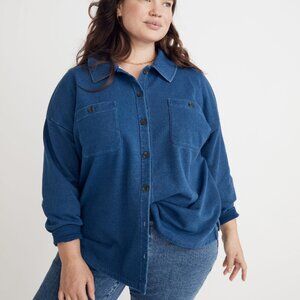 NWT Madewell Indigo Terry Shirt-Jacket Shacket Blue Sz Large